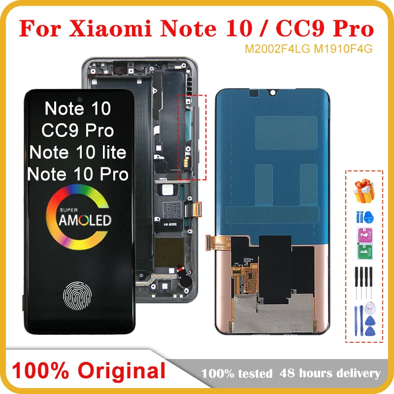 6.47''Original AMOLED For Xiaomi Mi Note 10 CC9 Pro LCD Display Touch Screen Digitizer For Mi Note10 Lite Note 10 Pro LCD