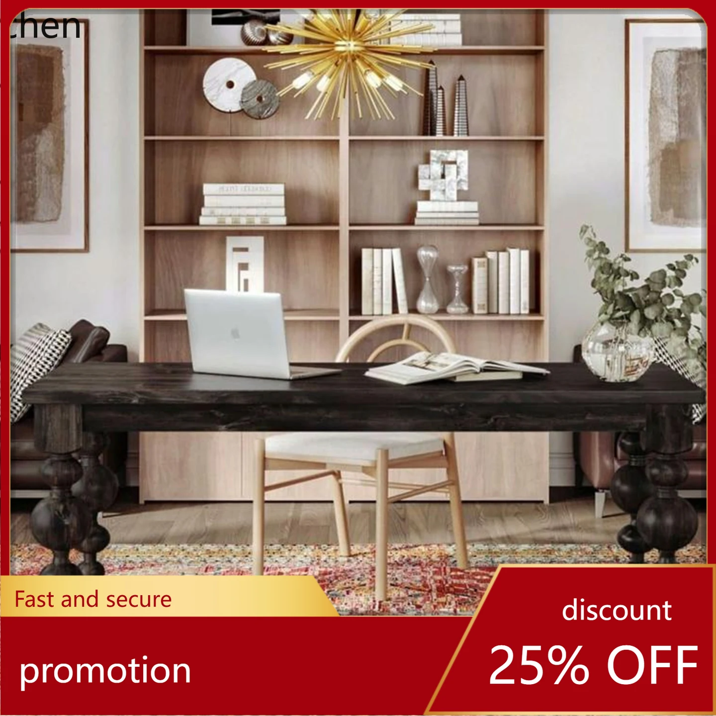 

HXL retro solid wood desk rustic old rectangular office furniture writing desk table