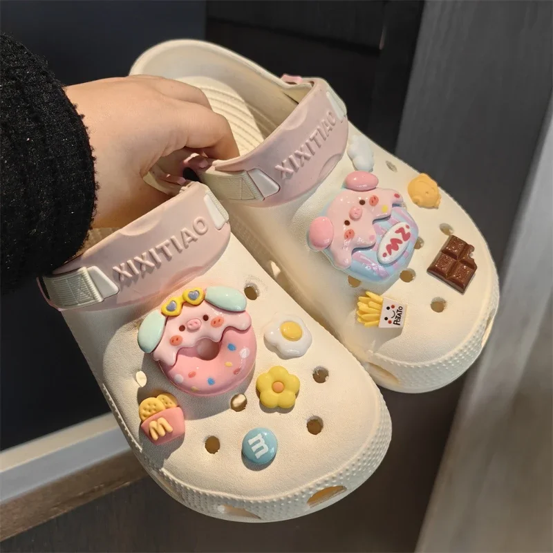 New Cute Doughnut God of Wealth Cat Hole Shoes Accessories Flower DIY Garden Shoe Buckles Hole Shoe Decoration Shoe Accessories