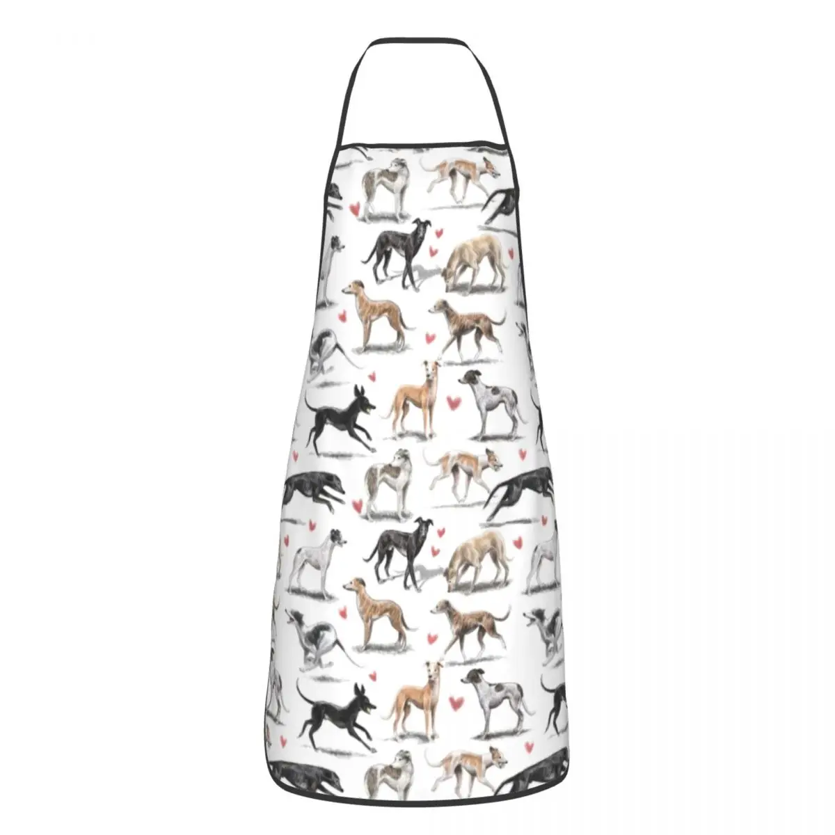 Custom Bib Kawaii Greyhounds Pattern Apron Unisex Adult Chef  Cooking Lurcher Whippet Sighthound Dog Tablier Cuisine Painting