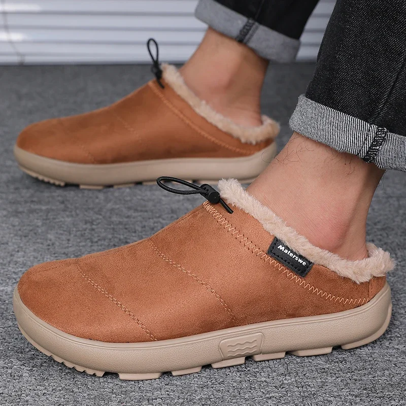 Herren-Baumwoll-Hausschuhe, Winter-Fleece-Futter, warme Birkenshoes, lässige Indoor- und Outdoor-Schuhe, rutschfeste Baumwollschuhe mit abgedeckter Ferse für den Heimgebrauch – Detail 6