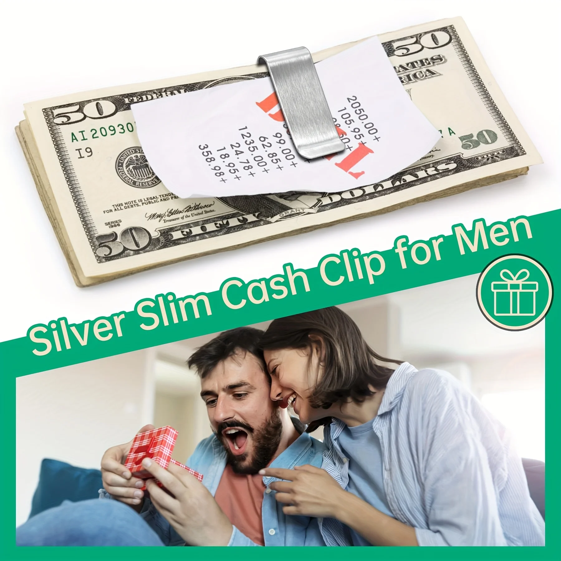 20 Stück Edelstahl Silber Slim Wallet für Herren, Kreditkartenhalter, Minimalistischer Metall-Geldbeutel – Detail 2