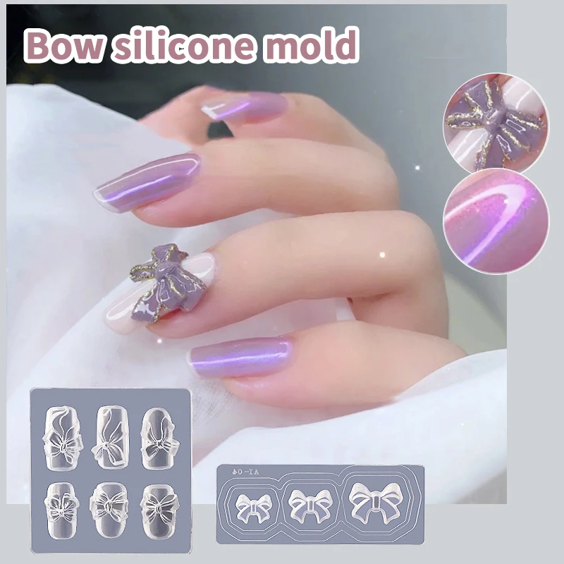 1 قطعة ثلاثية الأبعاد نحت قالب من السيليكون مسمار ختم مسمار الفن الحلوى القوس منحوتة لتقوم بها بنفسك UV هلام مسمار البولندية الاكريليك كريستال الأظافر قالب #3