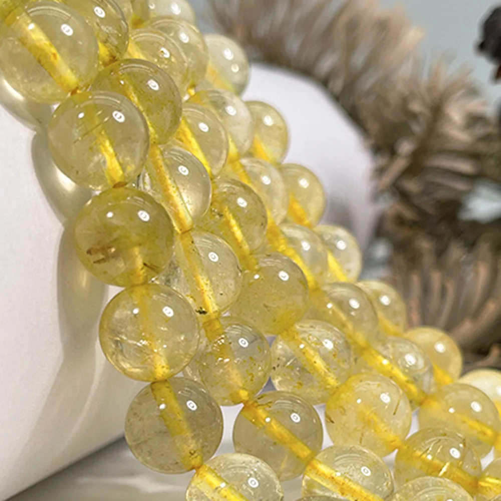 AAA Natural Yellow Blonde Crystal Loose Beads Titanium 4-10mm for Jewelry Making Bracelet Necklace Bracelet Keychain Accessories