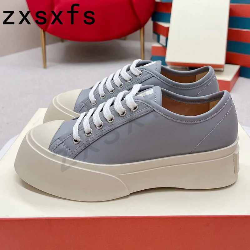 Candy colored thick soled casual real leather shoes student lace up casual shoes spring and autumn new women's shoes