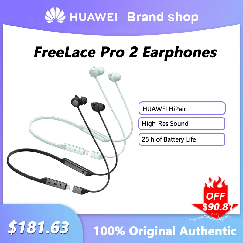 

Huawei FreeLace Pro 2 Wireless Bluetooth Earphones High-Res Sound Sports Headset Magnetic Noise Reduction Neckband Headphones