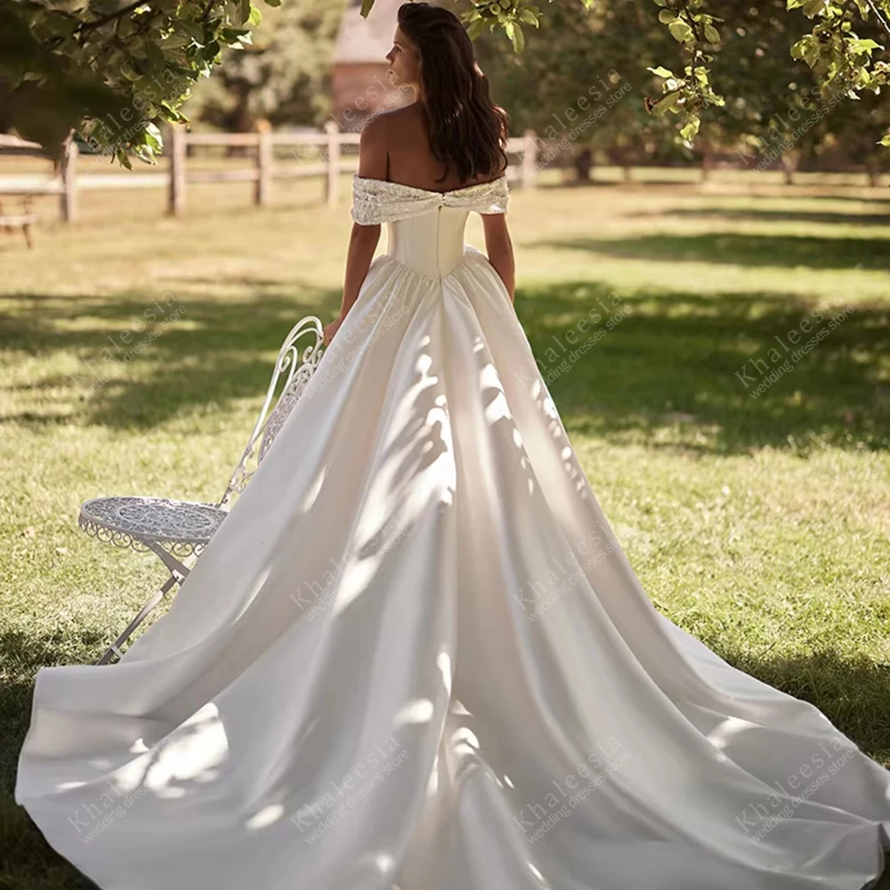 Glamorous Wedding Dresses Classic Bridal Gowns Off The Shoulder Robes Beading Appliques Sweetheart  Vestidos De Novia Customized