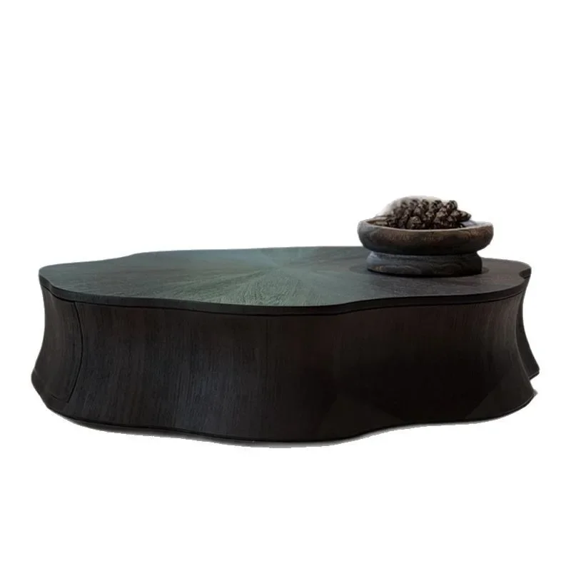 

Italian minimalist special-shaped petal coffee table Modern minimalist niche wood grain coffee table