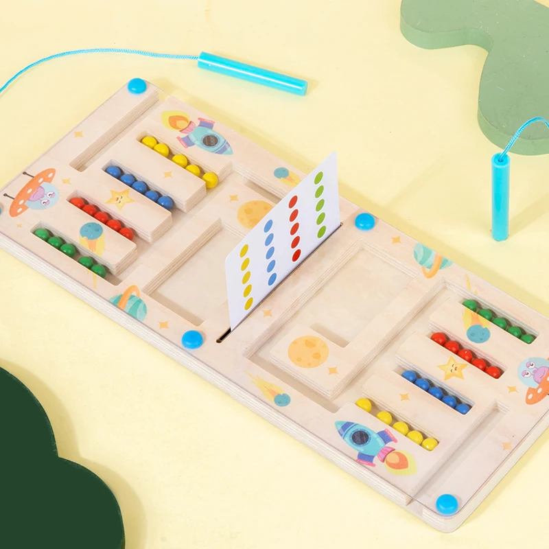 Tavola labirinto corrispondente a forma magnetica per bambini in legno Geometria Montessori Colore Cognizione Giocattoli educativi Corrispondenza dei colori Educazione precoce