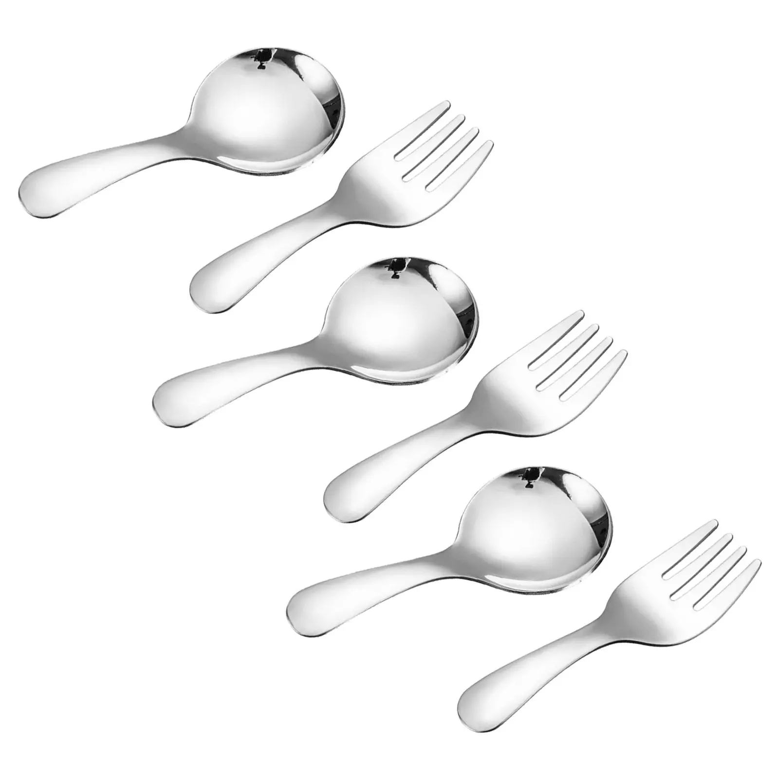 

6Pcs Kids Stainless Steel Spoons Portable Cutlery Set for Toddlers Small Round Scoops Reusable Silverware Home School