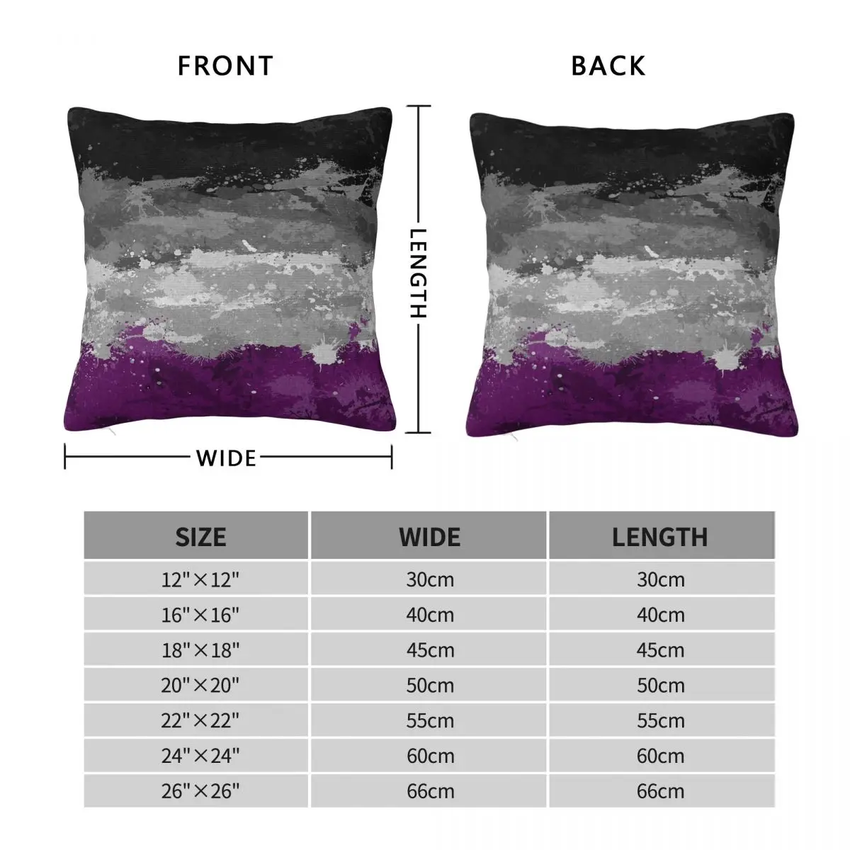 Abstract Splatter Asexual Pride Flag Square Pillowcase Polyester Linen Velvet Printed Zip Decor Pillow Case Home Cover 45x45