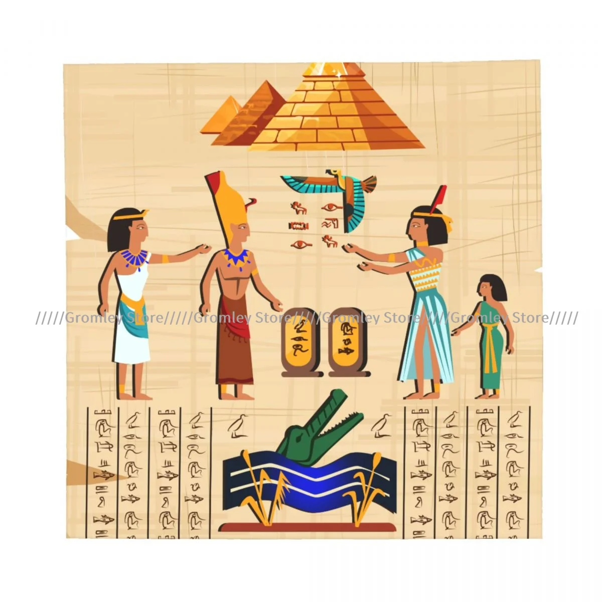 Ancient Egypt Papyrus Scroll Square Bandana Outdoor Sports Headwear Scarf