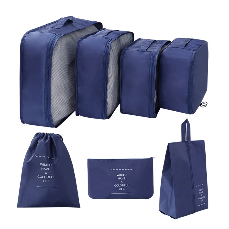 Versatile Travel Clothing Packing Bags 7 Piece Set for Various Items