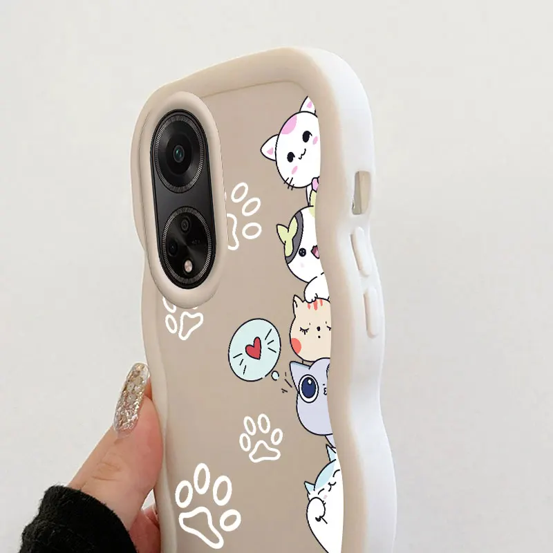 جراب هاتف بتصميم قطة لـ oppo a16k ، a17 ، a38 ، a57 ، a58 ، a60 ، a76 ، a58 ، a78 ، a79 ، a98 ، 4g ، 5g ، غلاف ناعم