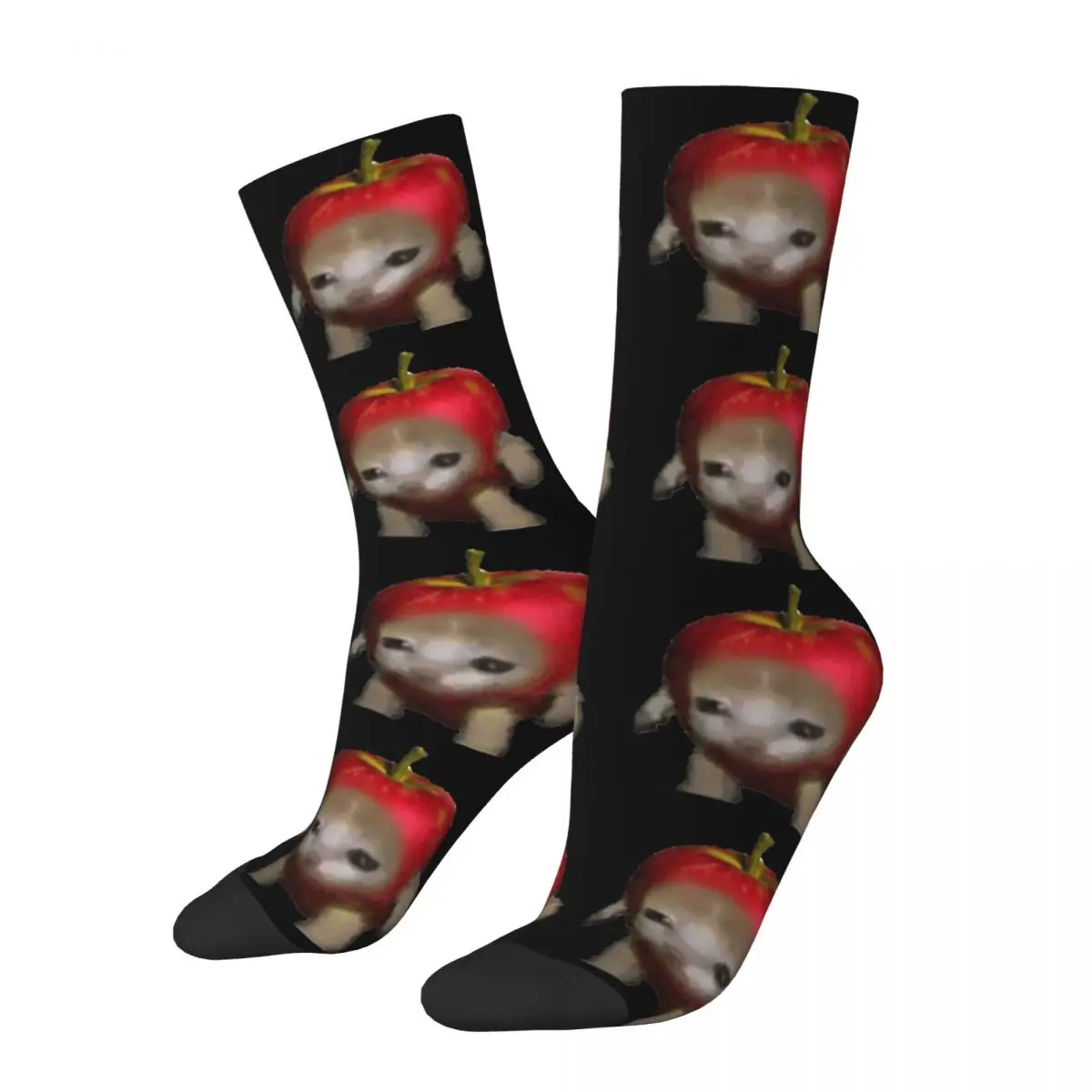 

Winter Warm Colorful Men's Women's Cute Kitten In An Apple Meme Applecatrun Socks Non-slip Basketball Socks