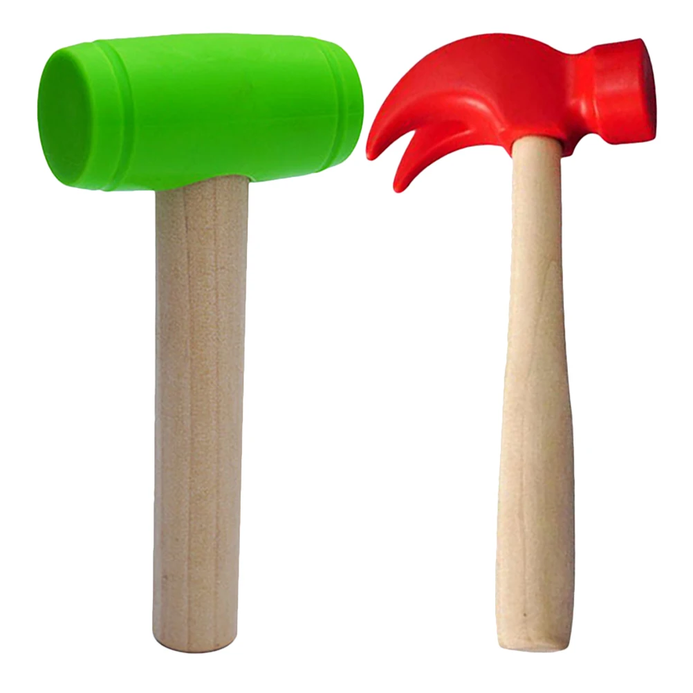 2 Pcs Simulation Repair Tool Small Maintenance Mallet Toy Wooden Claw Fake Pretend Plastic