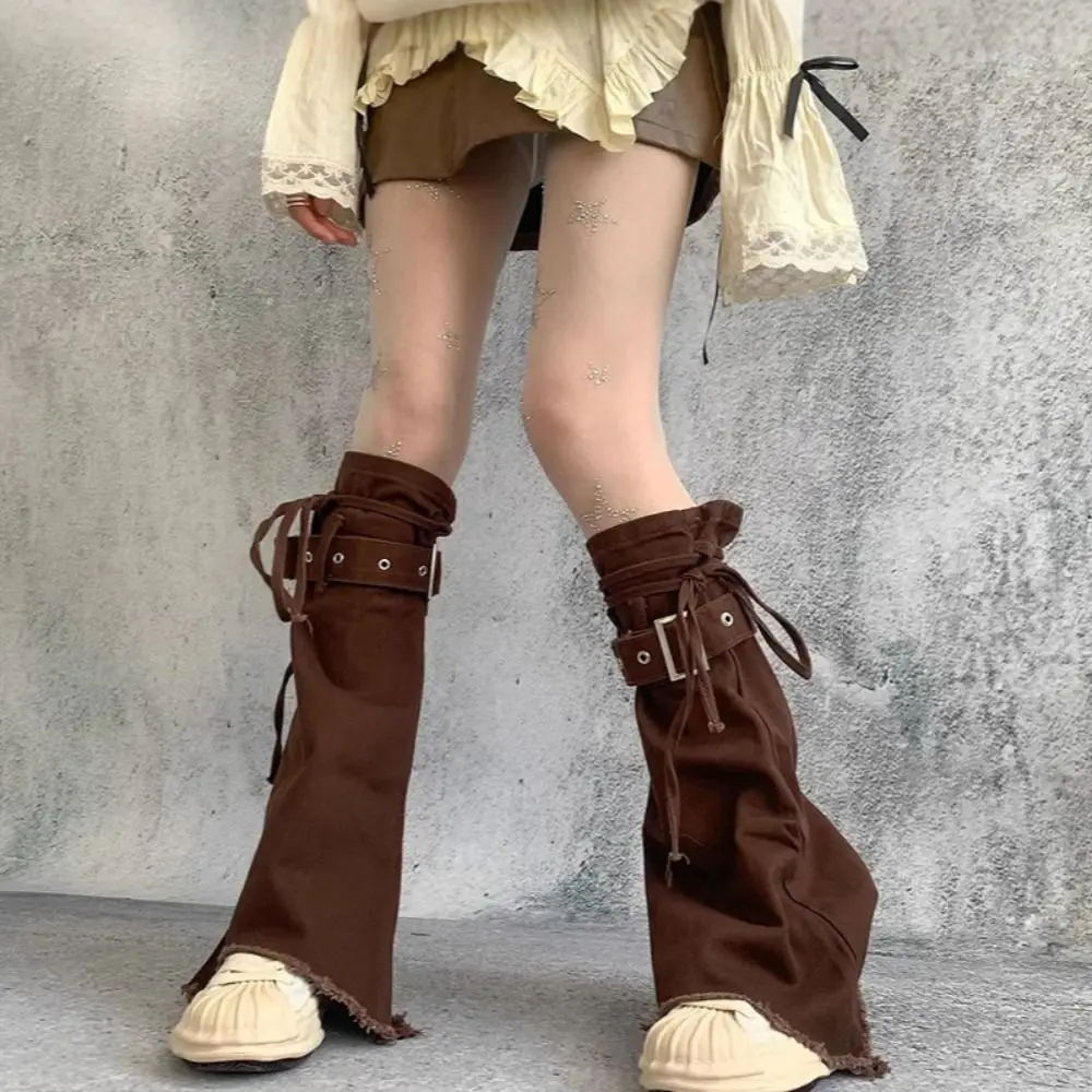 

Casual Y2k Leg Warmers Spicy Girl JK Y2k Stockings Brown Retro Pile Up Socks Fall Winter
