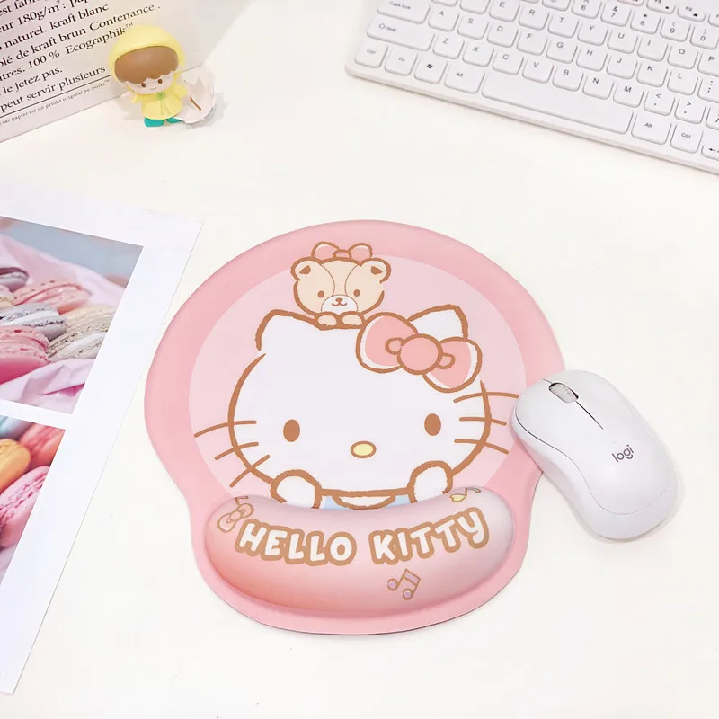 Kawaii Sanrios Mouse Pad with Wrist Rest Non-Slip Rubber Computer Pad Anime Kuromi Cinnamoroll My Melody Cute Boyfriend Gift