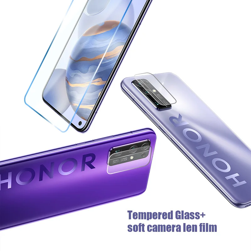 2IN1 Protective Glass For Huawei Honor 30 20 10 Lite V30 V20 V10 Camera Lens Film For Honor 9 Lite 30i 20i 10i Screen Protector