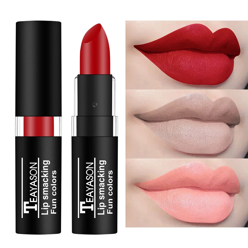 Colorido de longa duração nude vermelho escuro preto lipkit pigmento à prova dwaterproof água maquiagem de halloween batom sexy fosco compõem brilho labial