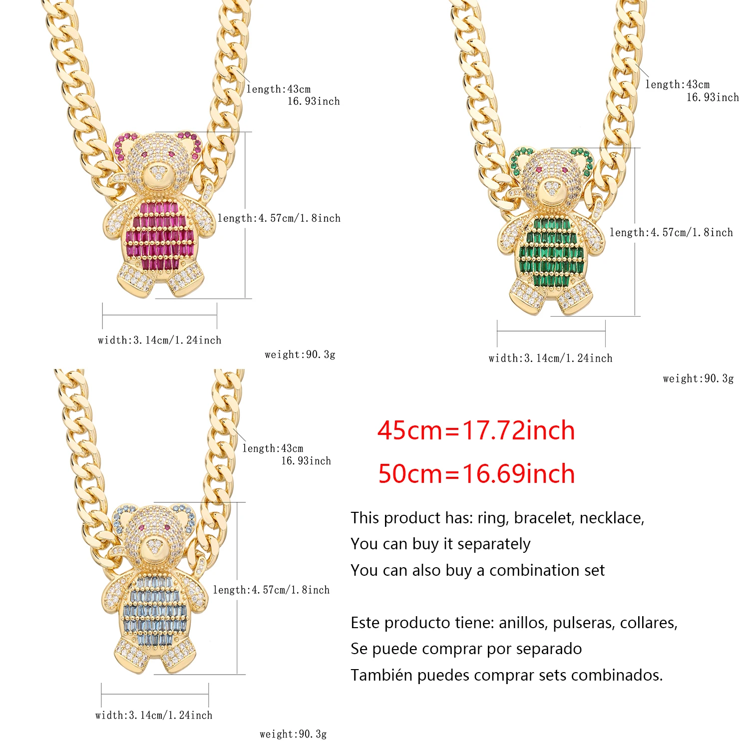 Red Eyes Belly Teddy Bear /Weight:92g/Cute Girls Feminine Charm Elegant Fashion Multiple Choice Bear Necklace