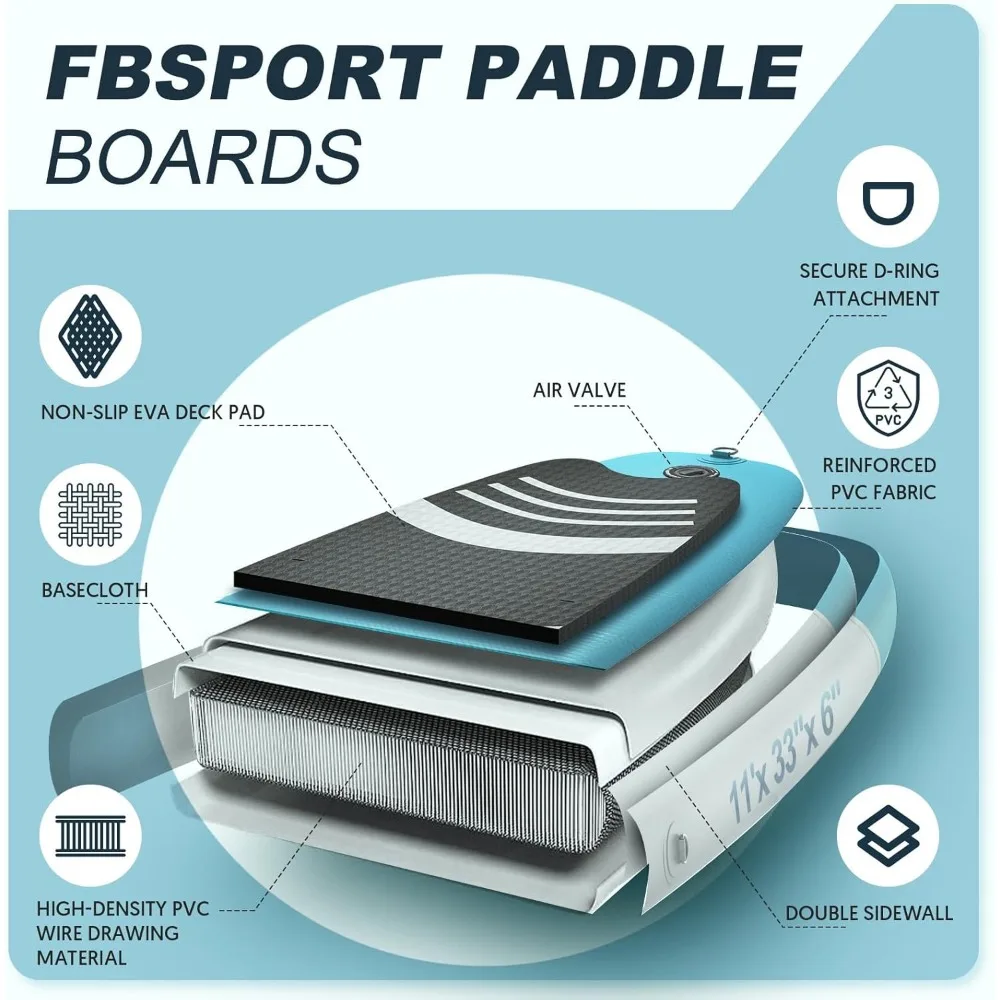 Prémio Stand Up Paddle Board, Yoga Board, durável SUP Acessórios, Carry Bag, Passo largo, Surf Control, 11'