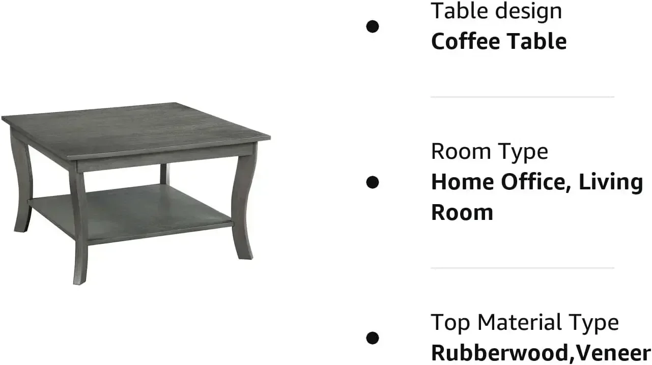 Customizable American Heritage Square Coffee Table, Wirebrush Dark Gray