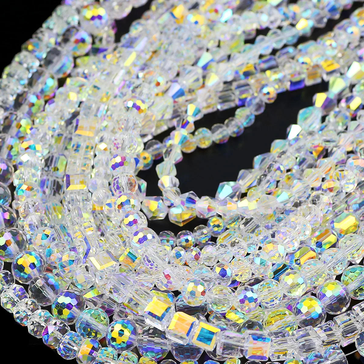 3-10mm Shiny AB Color Transparent Crystal Glass Beads Square Round Triangle Loose Beads For Jewelry Making DIY Necklace Bracelet