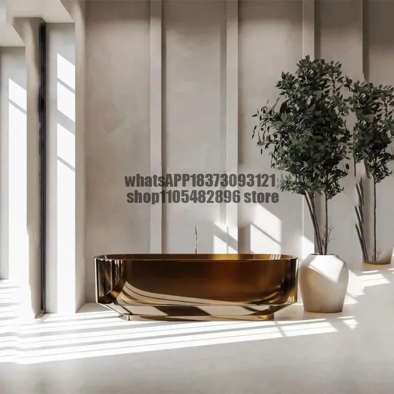 1700x750x540mm Bathroom Transparent Resin Freestanding Bathtub Tea Brown Muti-Sized Tub RS1061-CA