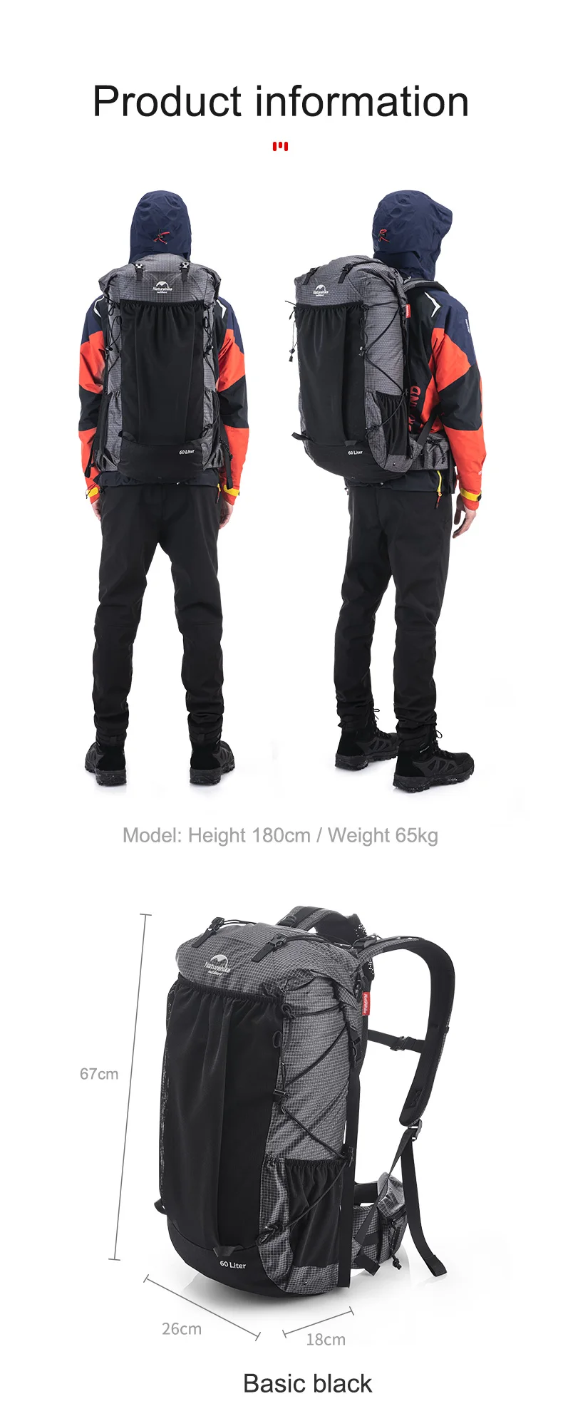 Naturehike Wanderrucksack 60+5L Große Kapazität Rock Series 2.0 Outdoor-Sporttasche Camping Klettern Reise Wasserdichter Rucksack – Detail 12