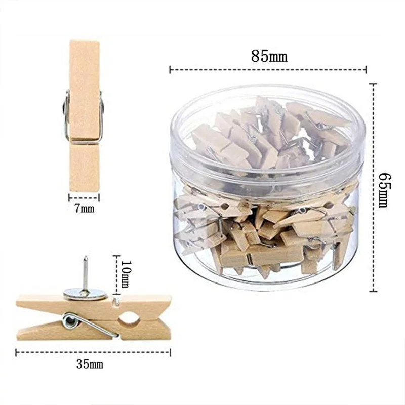 20 buah/kotak pin alat tulis kantor & sekolah klip kayu tahan lama pin dorong Binder dekoratif Tack jempol untuk papan tulis gabus