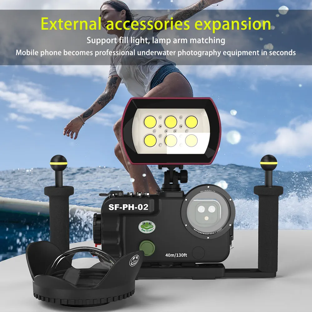 Seafrogs Bluetooth Control Waterproof Phone Case For IP 14/15/16 Mini&Pro&Pro max Underwater 40/130fit Professional Diving Case