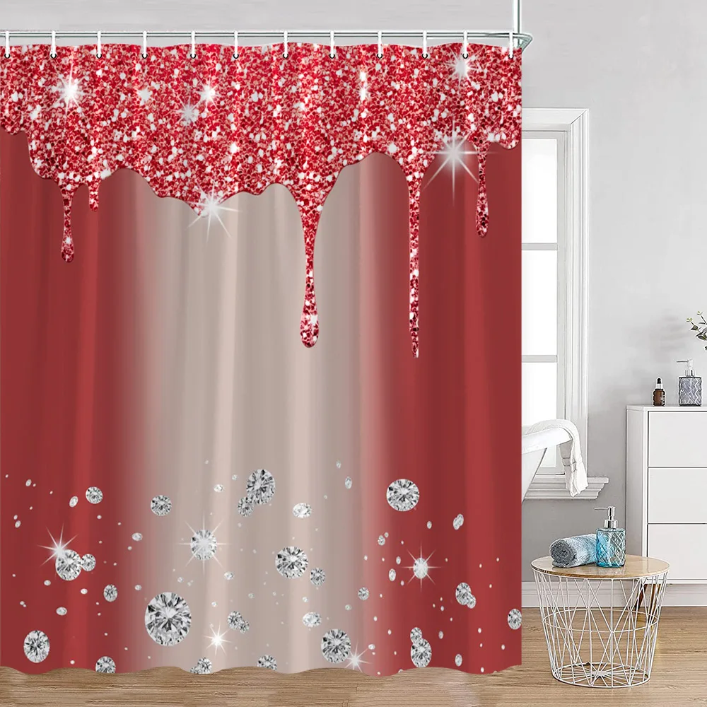 Glitter Shower Curtains Dripping Glitter (No Sequin) Shining Diamond Elegant Bathroom Decorations Polyester Fabric Bath Curtain