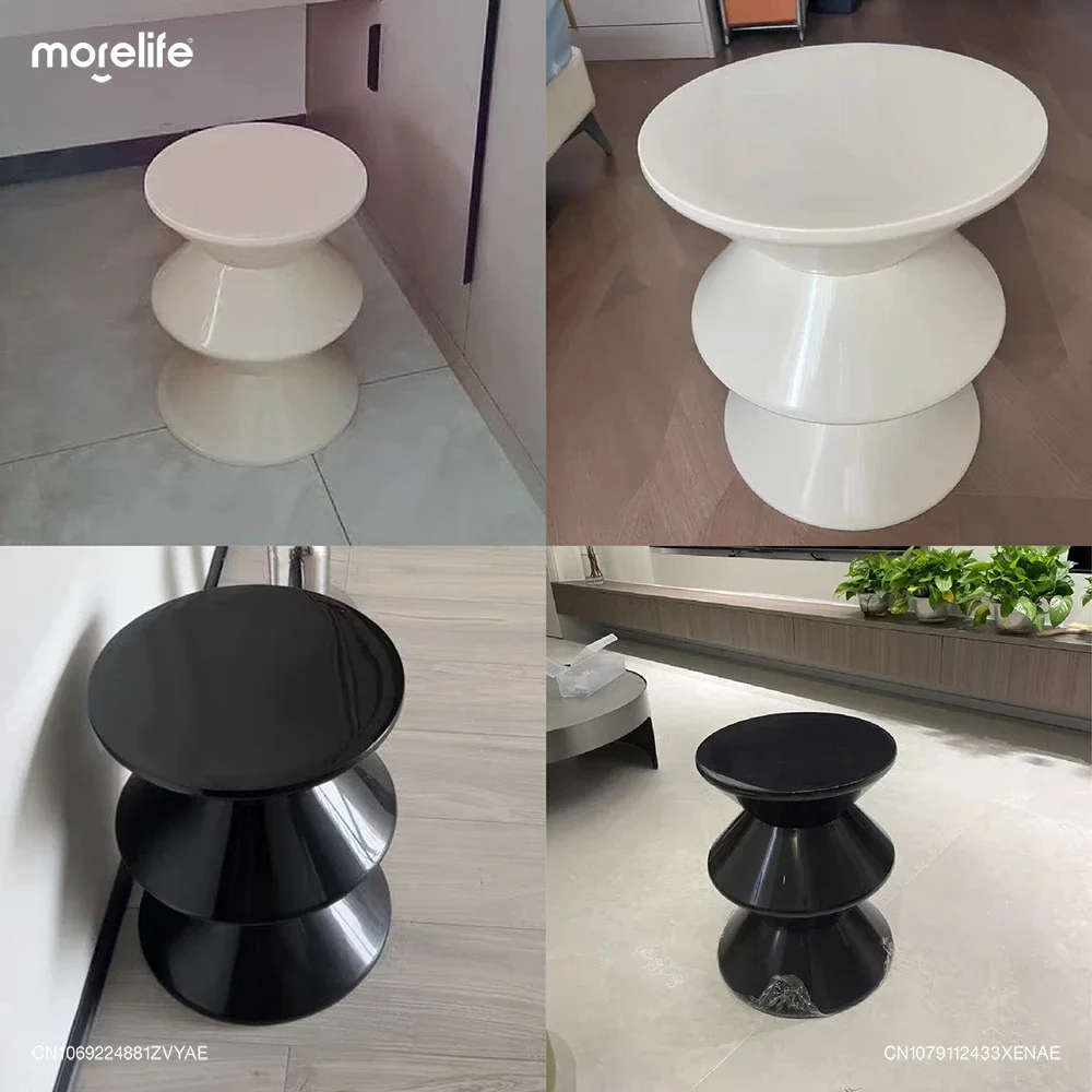 Plastic Black Shoe Changing Stools Footstool Ottomans Living Room Sofa Side Table Simple Creative Round Low Stool Home Furniture