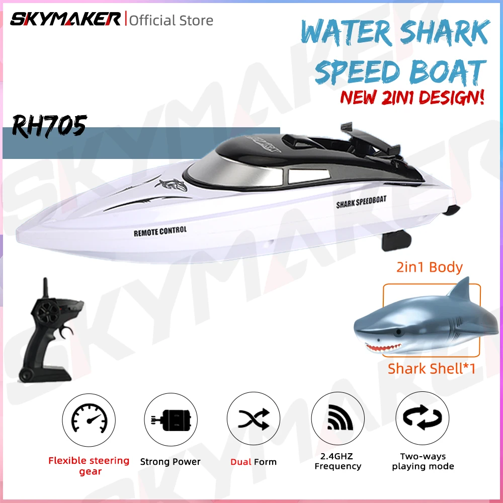 

JJRC RH705 RC Boat Toys Shark Model 2.4G Radio Remote Control Speedboat Racing Ship Electronic Water Game Gift for Children Kids