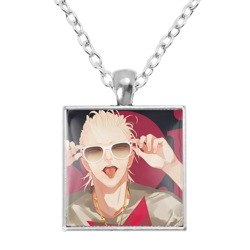 25mm Square Necklace Anime 19 Days Accessories Old Xian Hetian Jian Yi Manga Figure Silver-plated  Glass Handmade Pendant