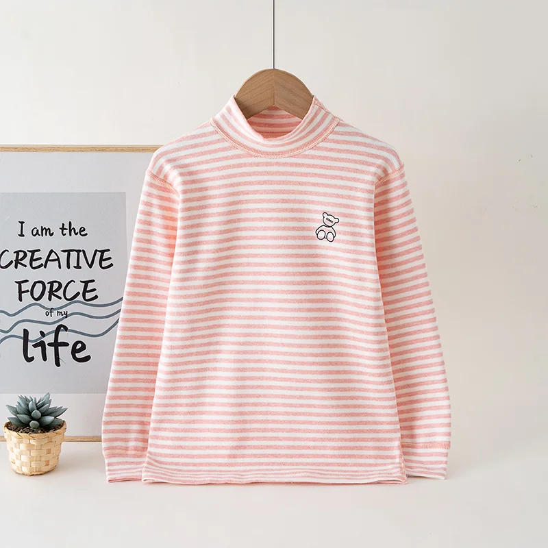 Autumn Baby Kids Thermal Underwear Children Clothing Children's Pajamas Lycra Cotton Long Sleeve Bottom Shirt Top Middle Neck view 6