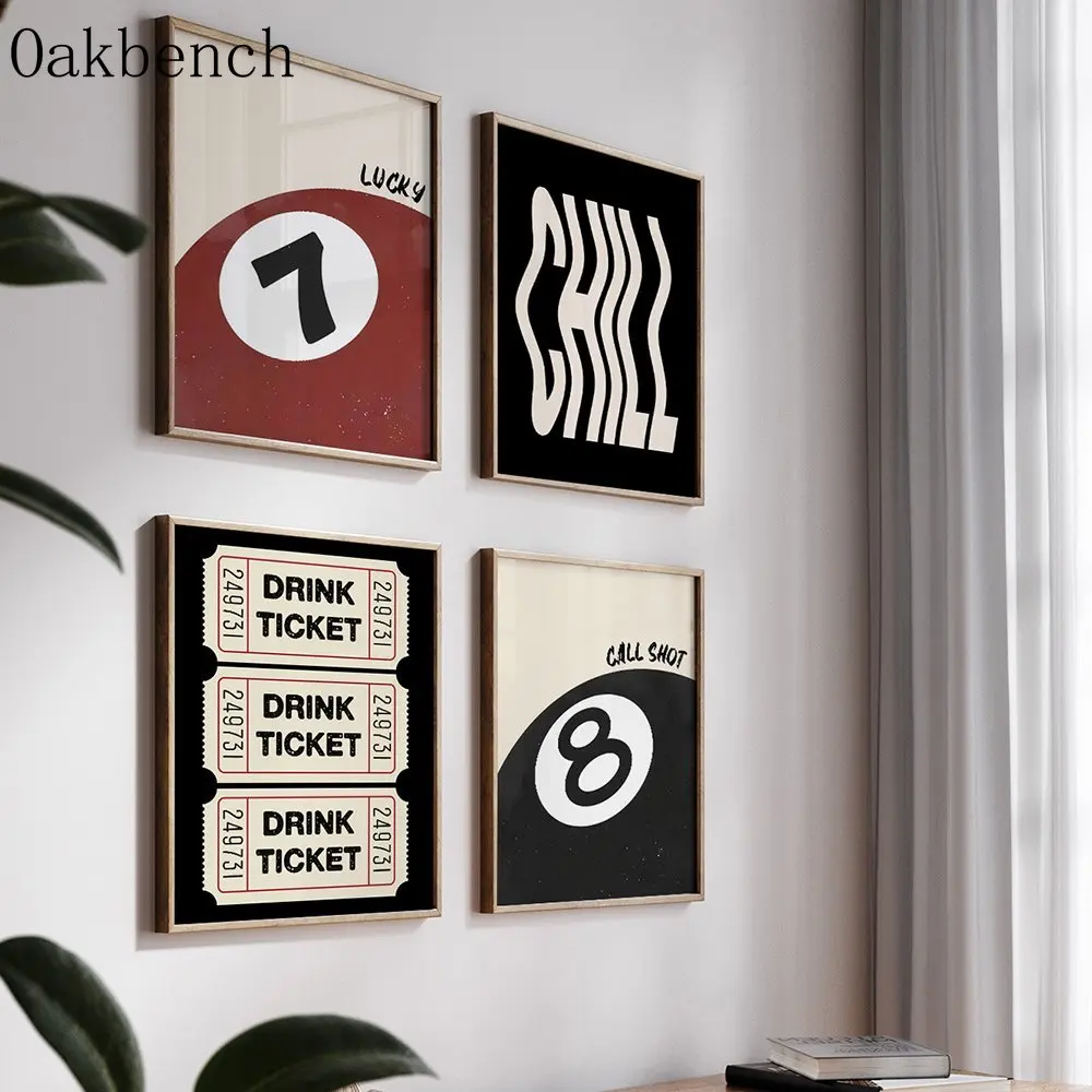 الرجعية الأوقات الجيدة تذكرة جدار ديكور الأسود والأحمر البلياردو أنيق قماش المشارك البرد الخط الفن طباعة غرفة المعيشة ديكور لا الإطار #3