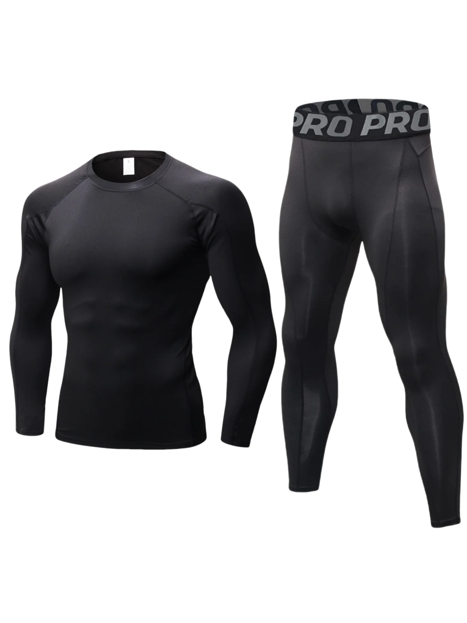 Mens Workout Compression Set Pants and Long Sleeve Shirts Winter Warm Thermal Base Layer Top & Bottom