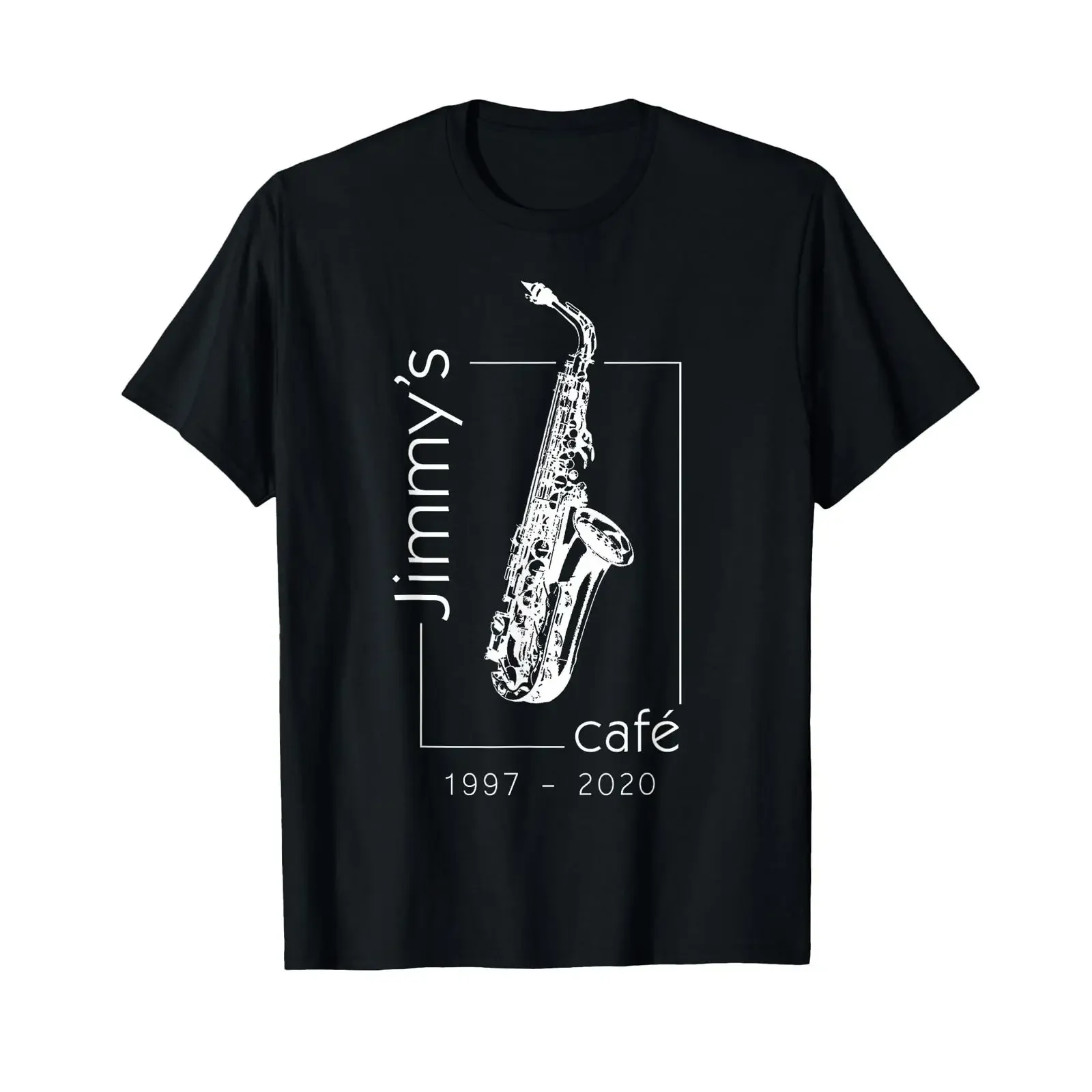 Jimmy's Café Rock and Roll Blues Bar Guitar Saxophone T Shirt vintage Washed designer clothes Breathable Casual Unisex