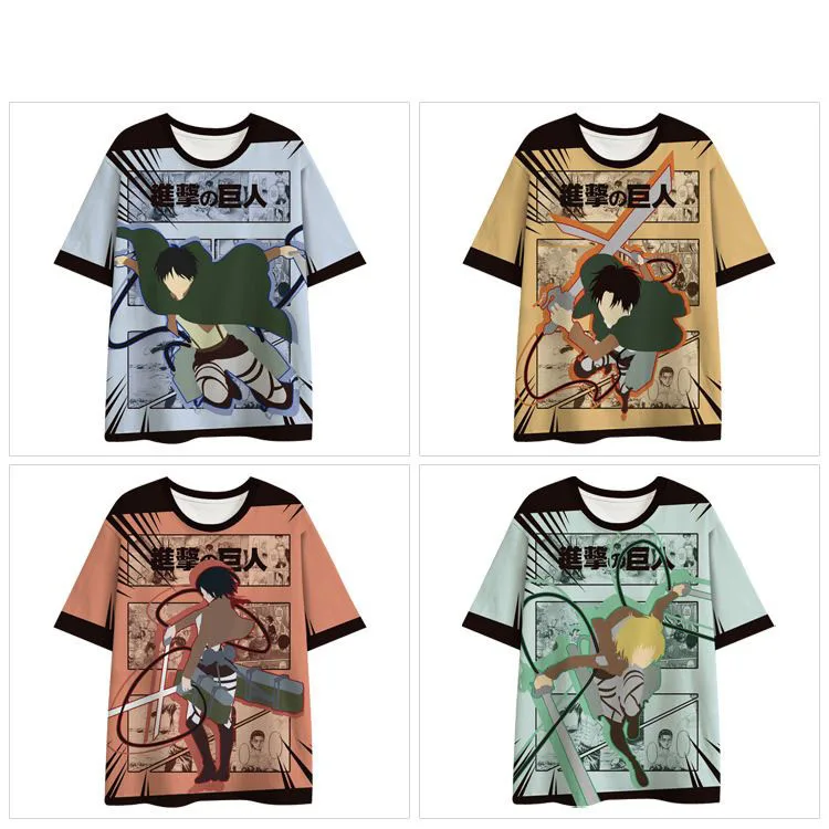 

Attack on Titan Anime Peripheral Clothing T-shirt Top 3D Digital Printed Men's and Women's Cartoon Loose Short-sleeved