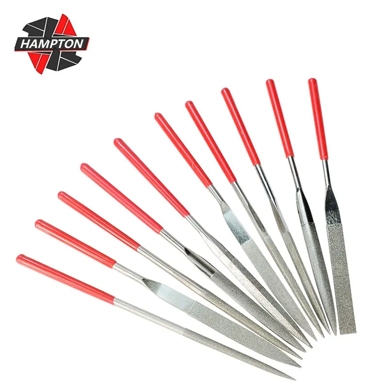 Mini Needle File Set 3x140mm 5x180mm Diamond Needle File Set For Metal Glass Stone Polishing Carving Craft Hand Tools 10pcs