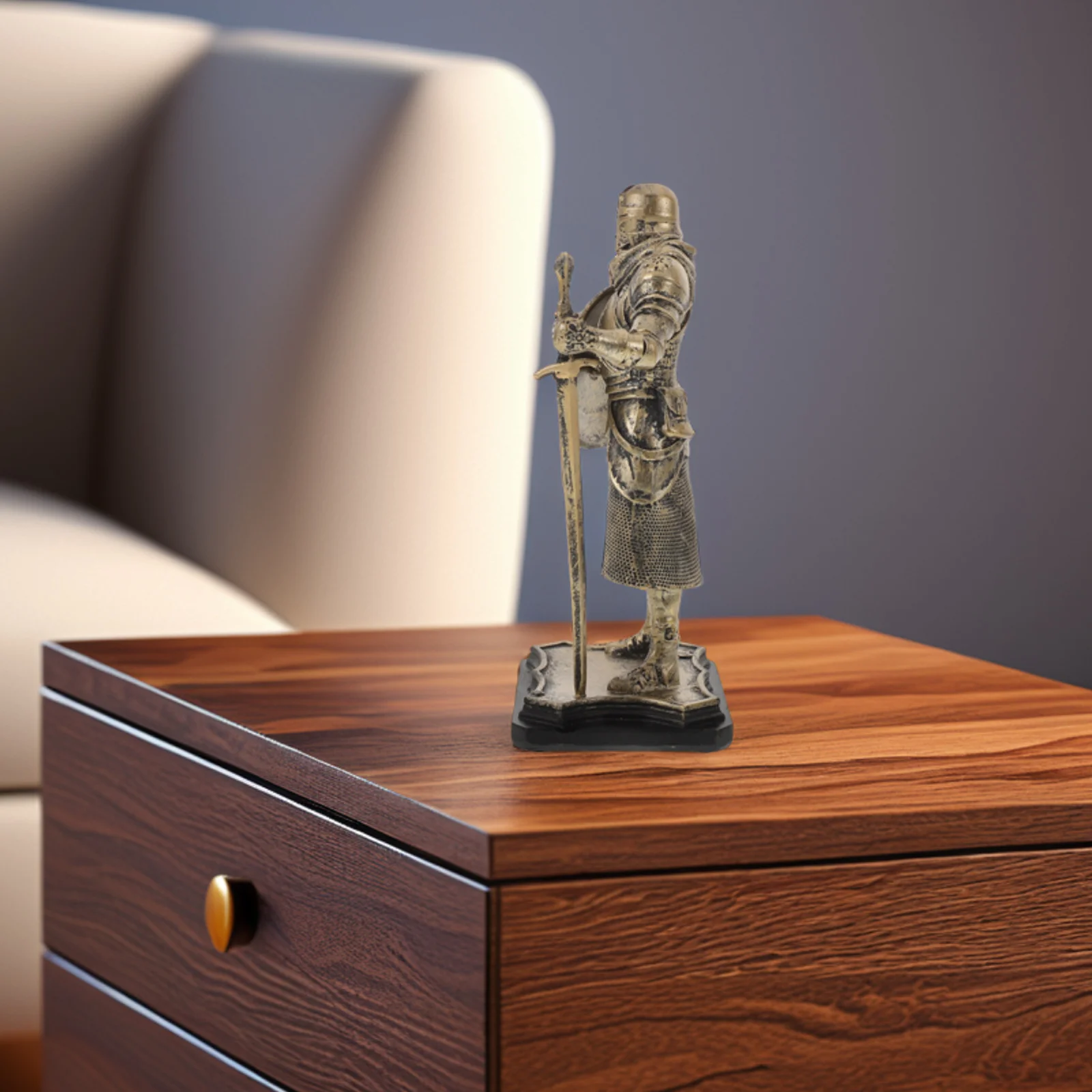 

Resin Knight Sculpture Vintage Medieval Warrior Statue for Shelf Living Room Study Decor Home Aesthetic Enhancement