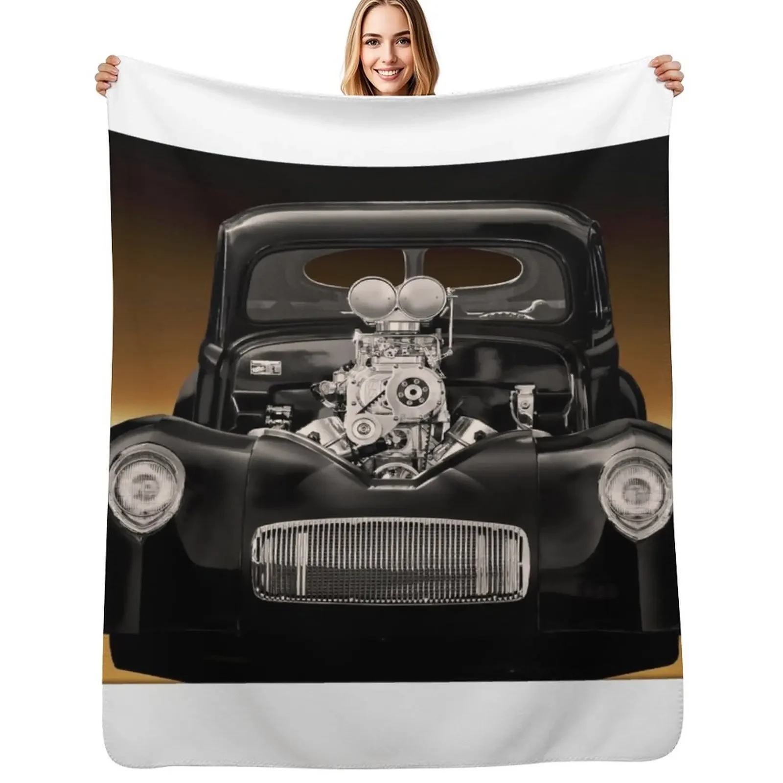 

1941 Willys 'Pro Street' Coupe Throw Blanket Plaid on the sofa christmas decoration Blankets For Bed Blanket