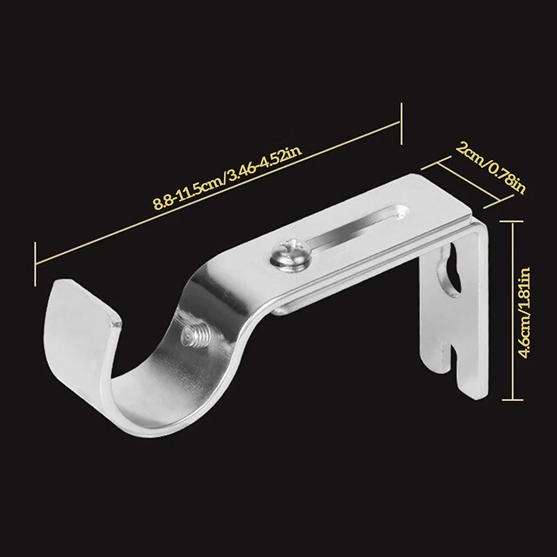 2Pcs Wall Mounted Retractable Metal Curtain Rod Support Portable Adjustable Curtain Rod Bracket For Bedroom Dorm Hooks - view 6