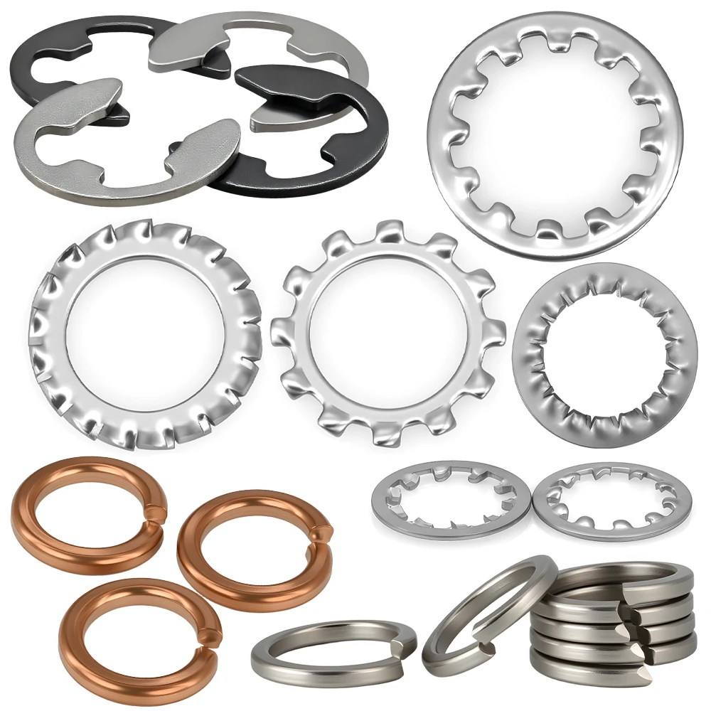 External or Internal Serrated Washer E-Clip Gasket Snap Spring Locking Washers M1.2~M30 Internal or External Toothed Lock Gasket