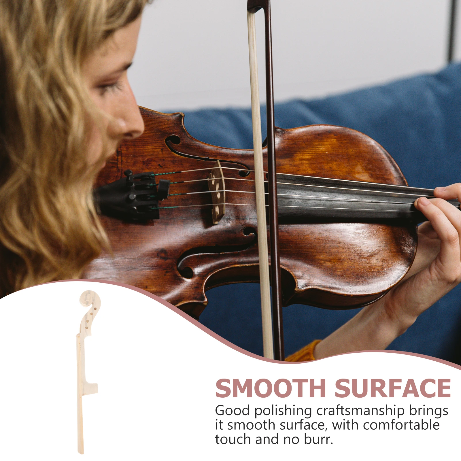 

4 4 Wooden Violin Neck Head Fingerboard Replacement Durable Violin Parts Professional Accessory Instrument Finger Plate