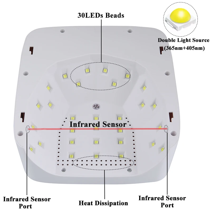مصباح أظافر LED لاسلكي 30 قابل لإعادة الشحن للأشعة فوق البنفسجية مع مستشعر تلقائي ومؤقت لمعدات مصباح LED لعلاج طلاء الأظافر #5