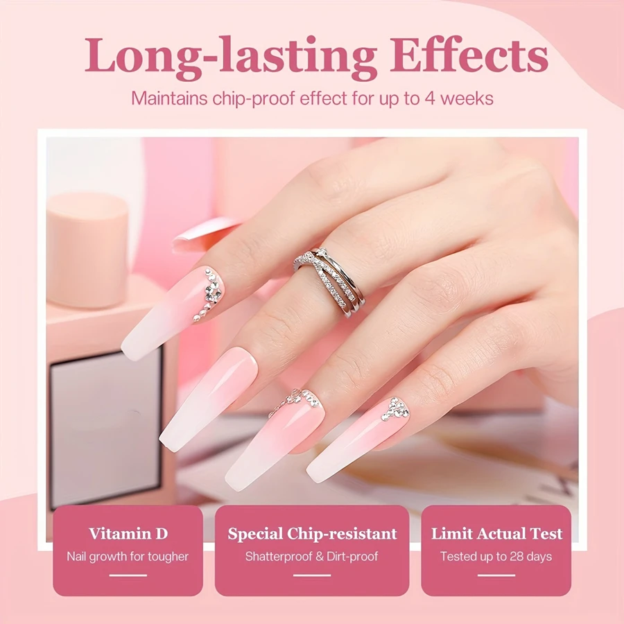 مجموعة أدوات مسحوق الأظافر، 20 لونًا عاريًا ورديًا لامعًا من الأكريليك مع قاعدة/معطف علوي من الأكريليك