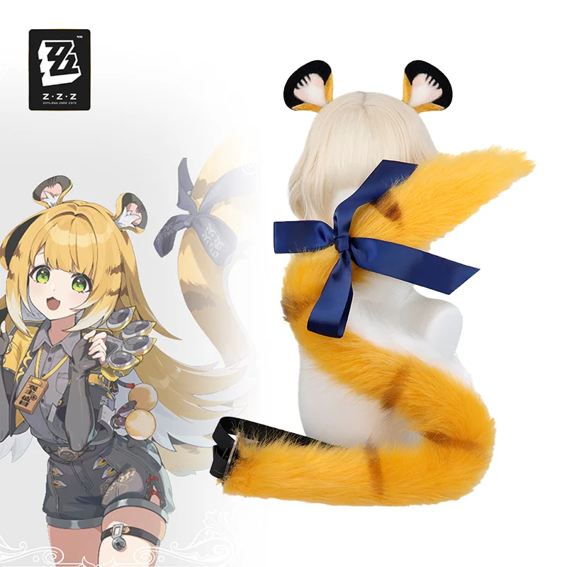 

Game Zenless Zone Zero Ju Fufu Cosplay Adult Unisex Ears Headband Headdress Plush Bowknot Tail Halloween Carnival Cute Props